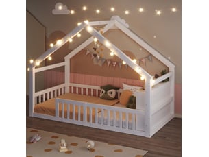 Lit cabane 90x190 cm MAISENTIEL coloris blanc