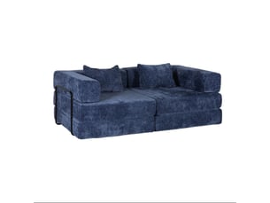 Canapé droit compressé convertible 2 places Tissu bleu