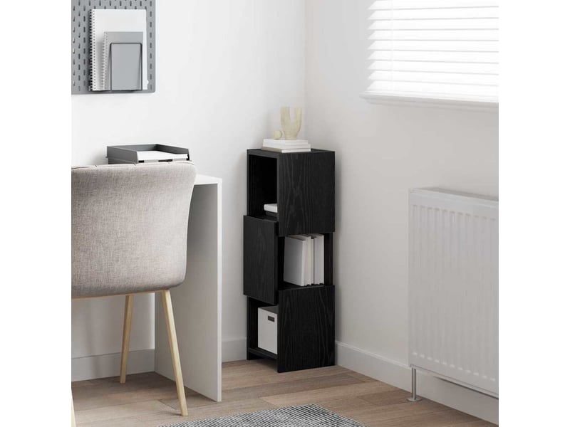  Meuble d'angle, meuble de rangement salon 25,5x25x80cm bois d'ingénierie chêne noir  - Conforama D