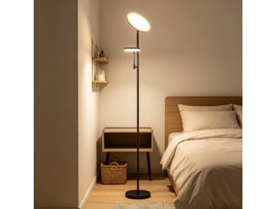 Lampadaire led 42 w ø25 x h175 cm en métal et pc avec variateur et télécommande noir chicfurn