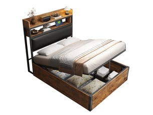 Lit coffre 90x200 cm <strong>REDOM</strong> <strong></strong> coloris noir
