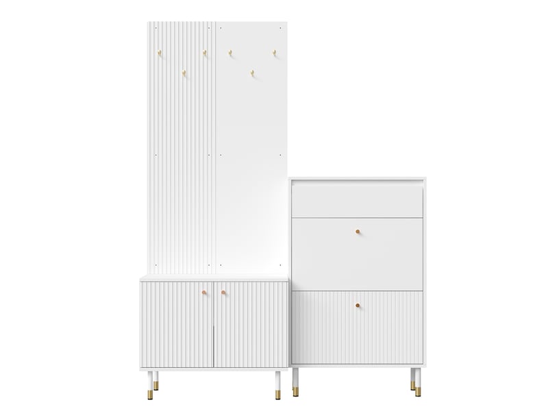 Ensemble entrée en mdf et aggloméré, meuble à chaussures, avec patères, rangement à 2 portes, à assembler - Conforama A