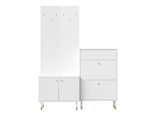 Ensemble entrée en mdf et aggloméré, meuble à chaussures, avec patères, rangement à 2 portes, à assembler