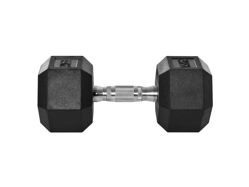  Haltère hexagonal 15 kg noir en métal et caoutchouc, poignée moletée pour vos exercices de renforcement  - Conforama A
