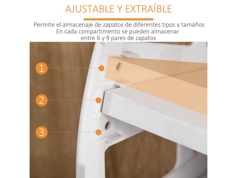  Meuble à chaussures 3 portes pour 18 à 27 paires de chaussures, étagère à chaussures moderne avec tiroir et porte, 84 x 30 x 132 cm, naturel  - Conforama E