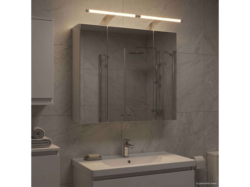 Armoire miroir salle de bain, meuble de rangement blanc 60x14.5x50 cm shl7885 - Conforama D