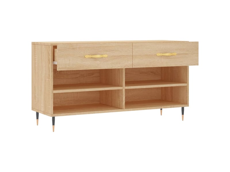  Banc à chaussures, meuble à chaussures chêne sonoma 102x35x55 cm bois d'ingénierie shl5746  - Conforama E