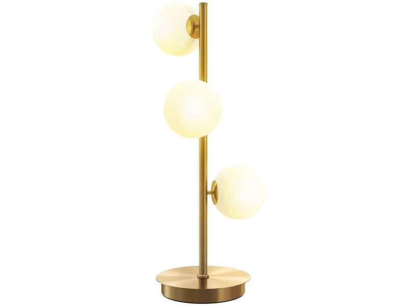  Lampe de table à 3 globes 24 x 24 x 53 cm doré, métal et plastique, trois douilles g9 pour éclairage  - Conforama A