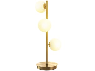 Lampe de table à 3 globes 24 x 24 x 53 cm doré, métal et plastique, trois douilles g9 pour éclairage