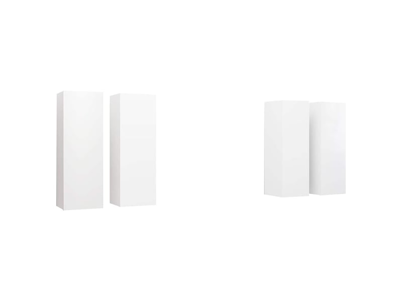  Lot de 4 meuble tv bas salon blanc 30,5x30x90 cm bois d'ingénierie  - Conforama A