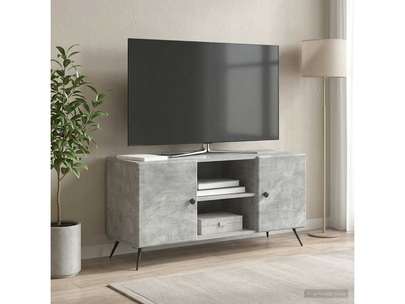  Meuble tv - banc tv - meuble de rangement 102 x 34,5 x 50 cm gris béton bois d'ingénierie  - Conforama B