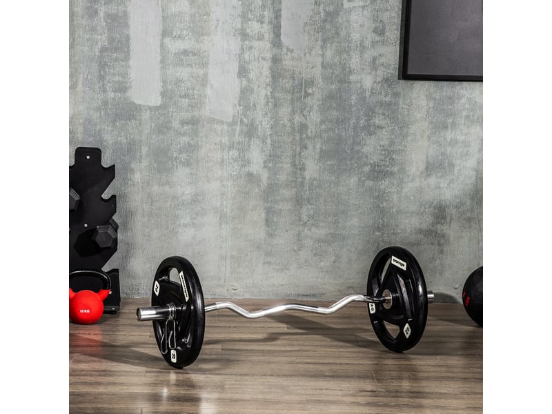  Lot de 2 disques de poids en acier de 20 kg avec revêtement en caoutchouc pour barre d'haltères  - Conforama D
