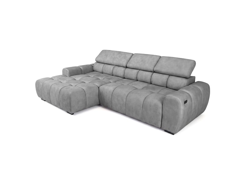 Canapé d'angle aldo avec fonction couchage, côté gauche, tissu salvador wr, gris (14) - Conforama E