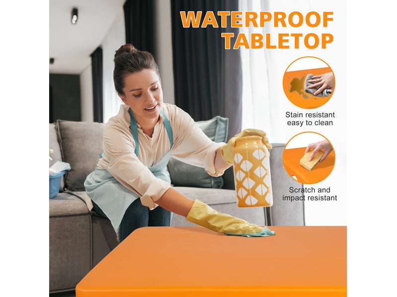Table pliante 125x61 cm réglable métal orange - Conforama D
