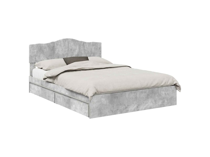 Lit double- lit adulte - lit de rangement gris béton 150 x 200 cm bois d'ingénierie - Conforama A