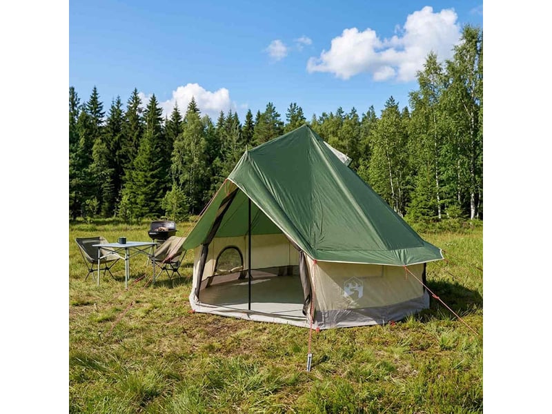 Tente tipi, tente de camping 4 personne vert polyester et acier - Conforama B