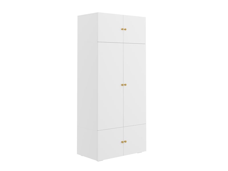  Armoire chambre 90x50x200 cm, garde-robe penderie de rangement, panneaux de particules avec 1 tringle et 5 niches, blanc  - Conforama D