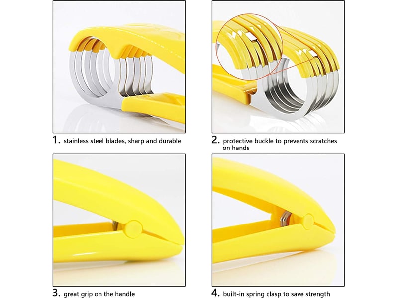  Trancheuse à banane, abs + acier inoxydable - éplucheur de salade de fruits et légumes - outils de cuisine pour banane, saucisse, fraise, raisin  - Conforama C