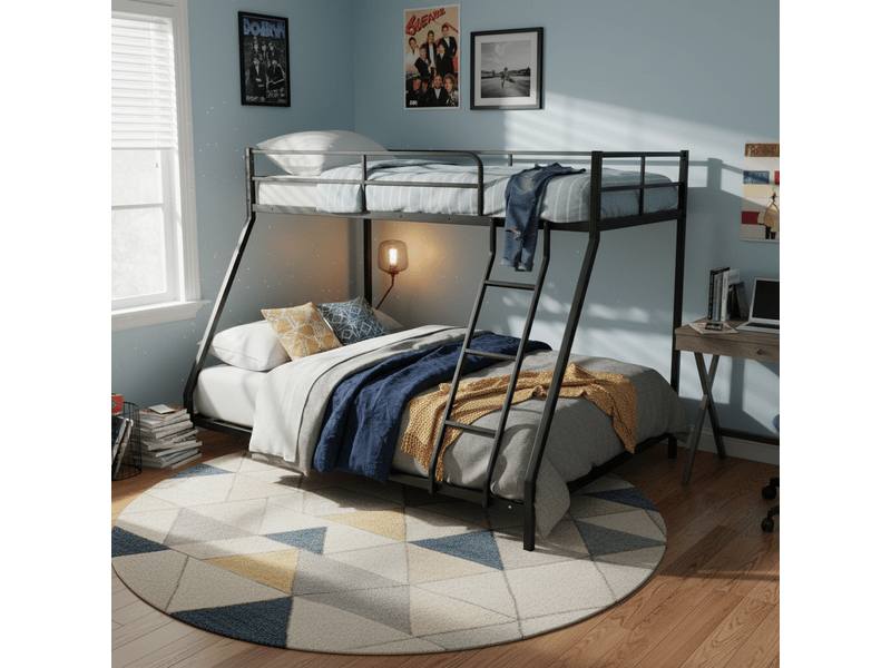  Cadre de lit 80x190 cm, structure de lit, structure gain de place en métal noir  - Conforama A