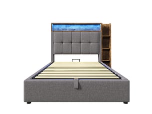 Lit coffre 90x200 cm ZOVIRA coloris gris