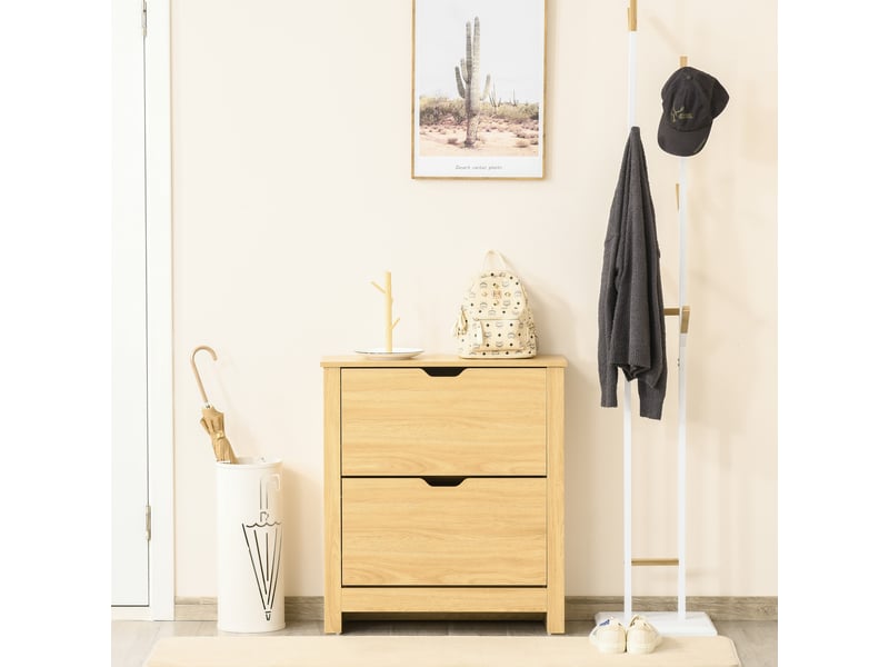  Meuble chaussure entrée, armoire à chaussures meuble d'entrée et couloir - 2 abattantes portes 2 compartiments  - Conforama D