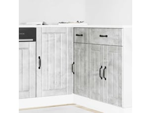 Meuble de rangement, meuble bas de cuisine gris béton bois ingénierie