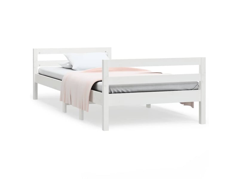  Lit simple- lit adulte -  cadre de lit sans matelas blanc 90x190 cm bois de pin massif  - Conforama A