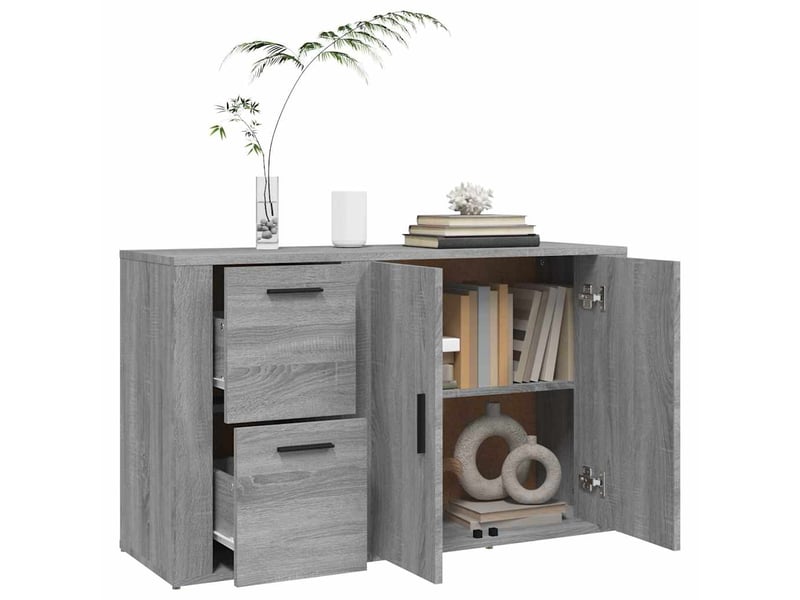  Buffet - bahut - meuble de rangement sonoma gris 100x33x59,5 cm bois d'ingénierie  - Conforama E