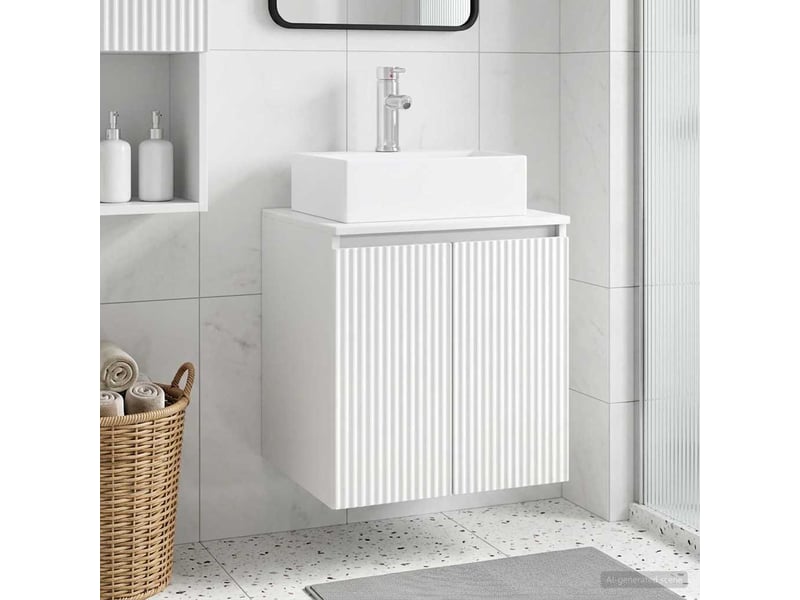 Vanité de lavabo mural, meuble de rangement blanc 49.5x41x62.5 cm shl155 - Conforama B
