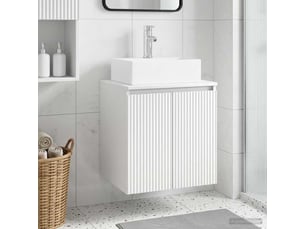 Vanité de lavabo mural, meuble de rangement blanc 49.5x41x62.5 cm shl155