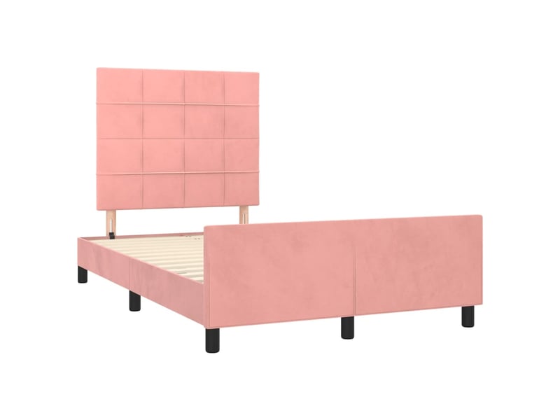 Lit double- lit adulte - cadre de lit sans matelas rose 120x190 cm velours - Conforama B