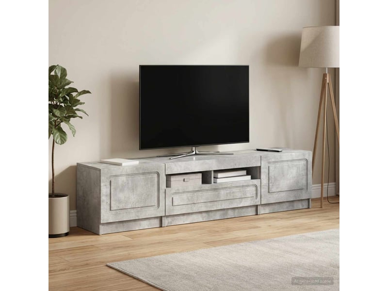  Meuble tv - banc tv - meuble de rangement led utrecht 3 pcs gris béton bois d'ingénierie  - Conforama C