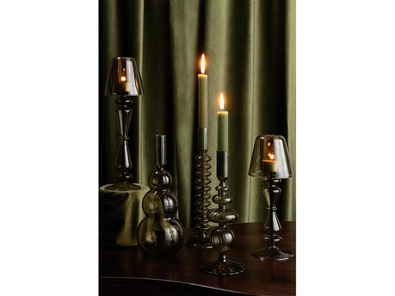  Lot de 2 bougeoirs en verre silje 27cm vert olive  - Conforama C
