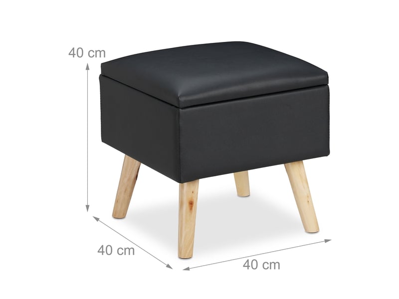  Tabouret de rangement design élégant 40 x 40 x 40 cm 2 en 1 fonctionnel salon en cuir synthétique noir 13_0009676  - Conforama B
