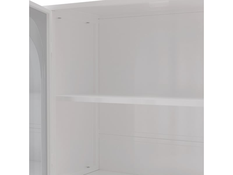  Armoire murale avec 4 portes en verre gris, rangement vertical pour cuisine et salon, en métal blanc, 120×23×70 cm  - Conforama E