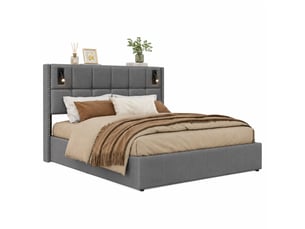 Lit coffre 160x200 cm coloris gris