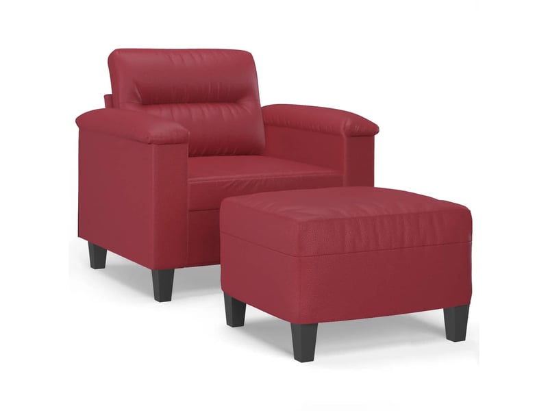  Fauteuil avec repose-pied rouge bordeaux 60 cm similicuir  - Conforama A