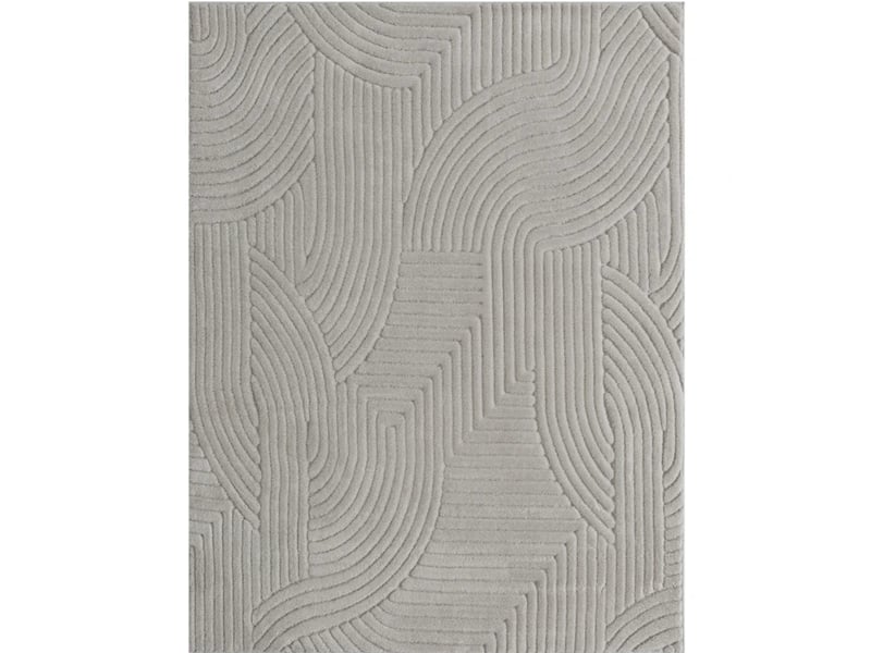  Tapis géométrique 160x120 cm à poils longs antidérapant en polyester gris  - Conforama A