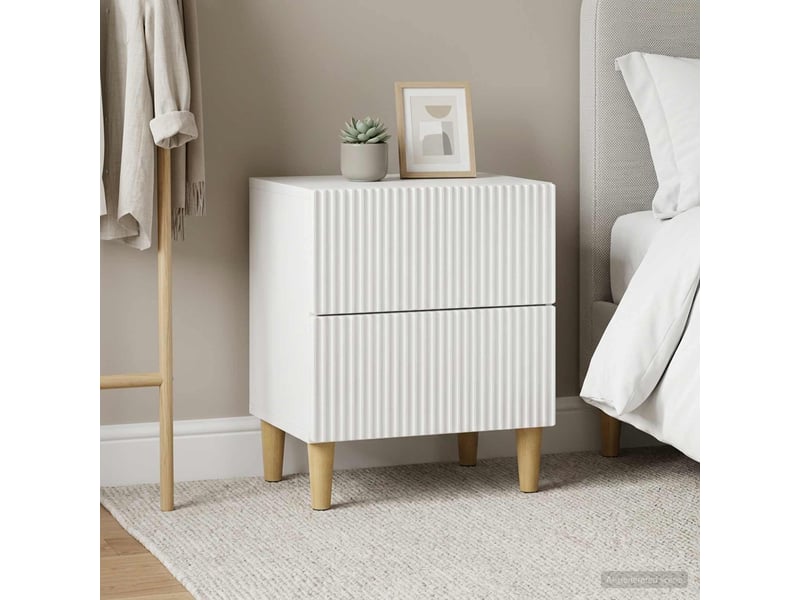 Table de chevet - cabinet de chevet - table de nuit 2 pièces blanc brillant 43 x 34,5 x 48 cm - Conforama C