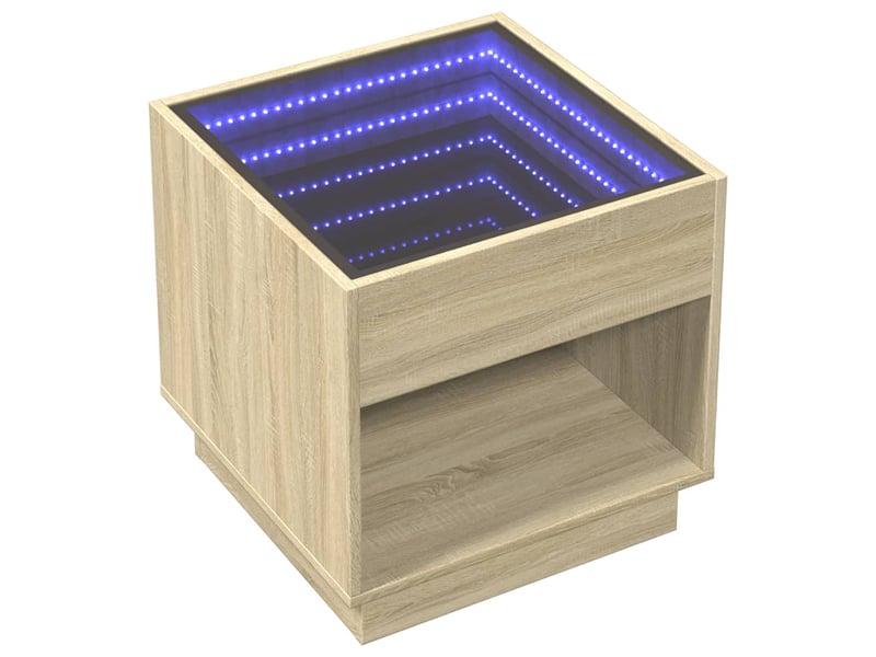  Table basse - table de salon - table à thé avec led infini chêne sonoma 50x50x50 cm  - Conforama C