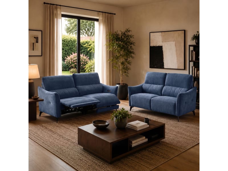  Canapé 2 places fixe tissu waterproof bleu - garios GARIOS - Conforama D