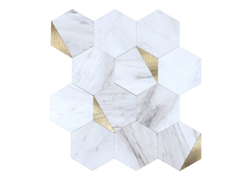  Crédence adhésive murale 3d  - effet carrelage hexagonal 4 pièces 25x25 cm  - Conforama A
