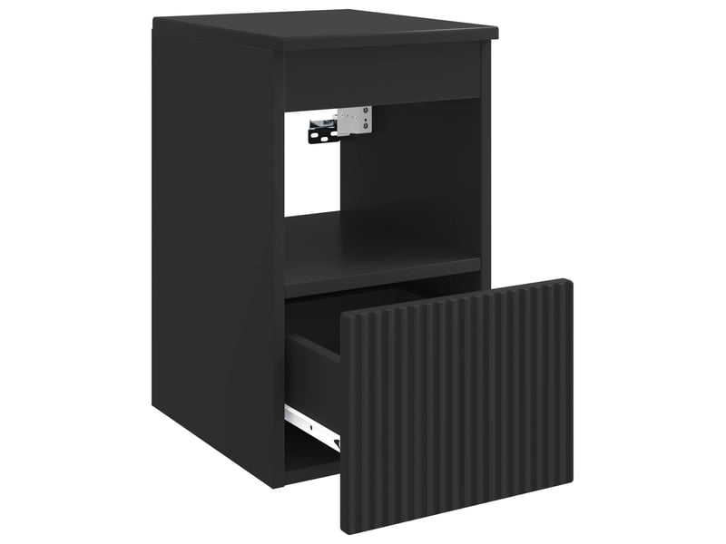  Armoire de salle de bain, meuble de rangement noir 30x41x50 cm bois d'ingénierie  - Conforama E