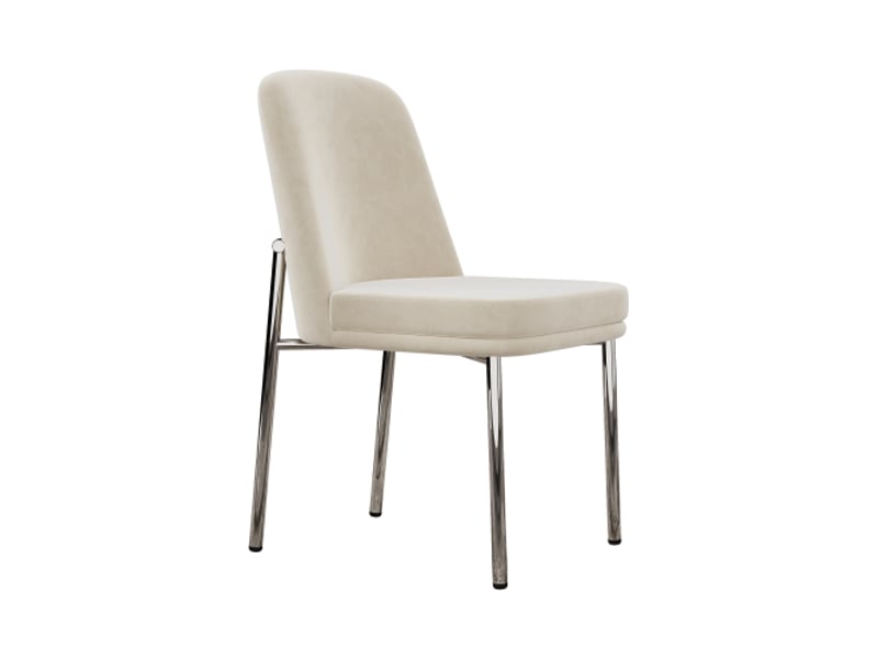  Ensemble de 6 chaises de salle à manger, velours beige, coussins épais, pieds métalliques, cadre en argent galvanisé  - Conforama A