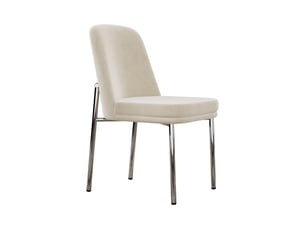 Ensemble de 6 chaises de salle à manger, velours beige, coussins épais, pieds métalliques, cadre en argent galvanisé