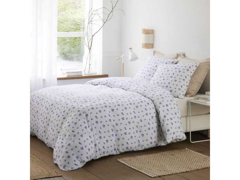  Parure housse de couette 240x220cm + 2 taies motif olivier beige et bleu 100% gaze de coton - angusse ANGUSSE - Conforama B