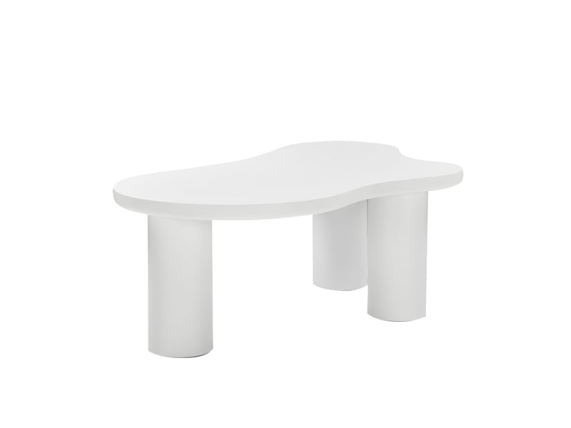  Table basse plateau en mdf table de salon forme nuage irrégulière pieds en pvc patins en feutre  - Conforama A