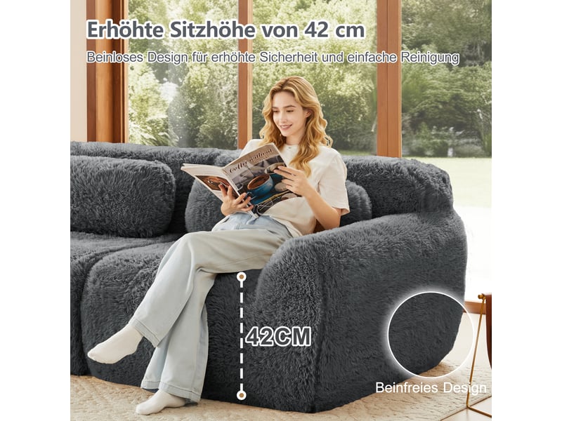  Canapé d'angle, canapé modulable – forme u, sans montage, mousse haute densité, en tissu, gris, base antidérapante  - Conforama W