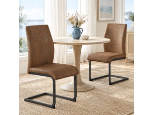 Chaises de salle à manger lot de 2 à dossier ergonomique - tissu technique, métal noir - marron