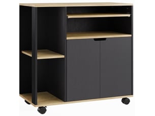 Desserte de cuisine roulante 80x40x82 cm avec placard et rangement réglable, noir